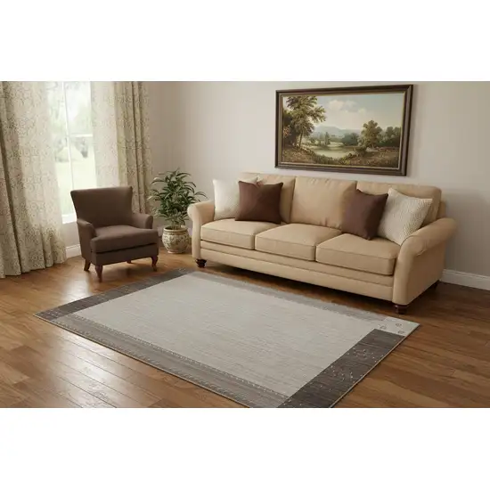 Gray Silver And Black Wool Hand Knotted Stain Resistant Area Rug Photo 1