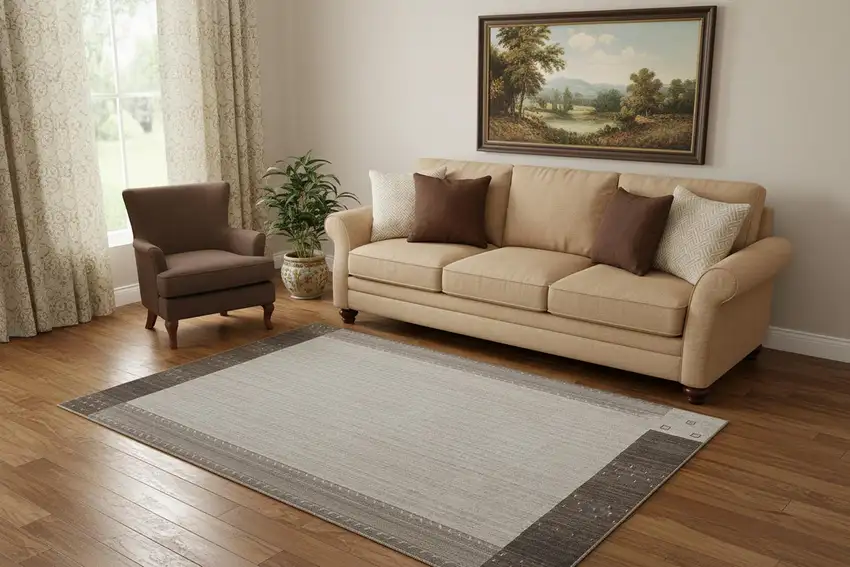 Gray Silver And Black Wool Hand Knotted Stain Resistant Area Rug Photo 1