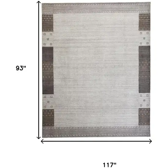 Gray Silver And Black Wool Hand Knotted Stain Resistant Area Rug Photo 7