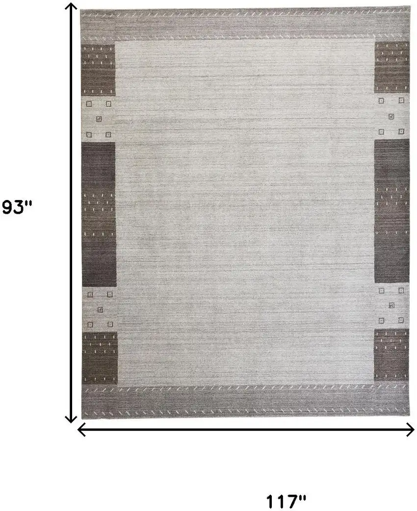 Gray Silver And Black Wool Hand Knotted Stain Resistant Area Rug Photo 7