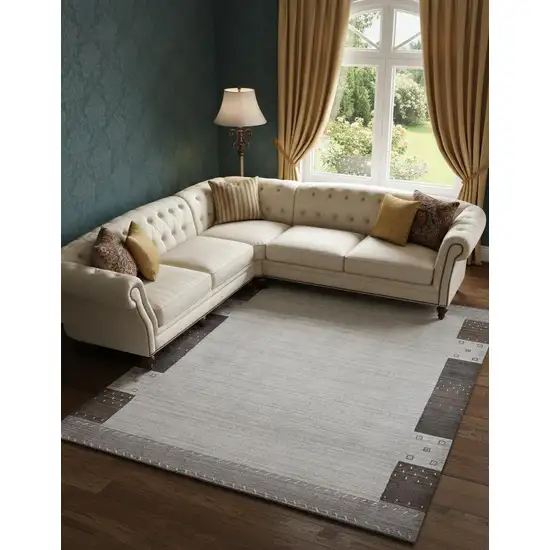 Gray Silver And Black Wool Hand Knotted Stain Resistant Area Rug Photo 1