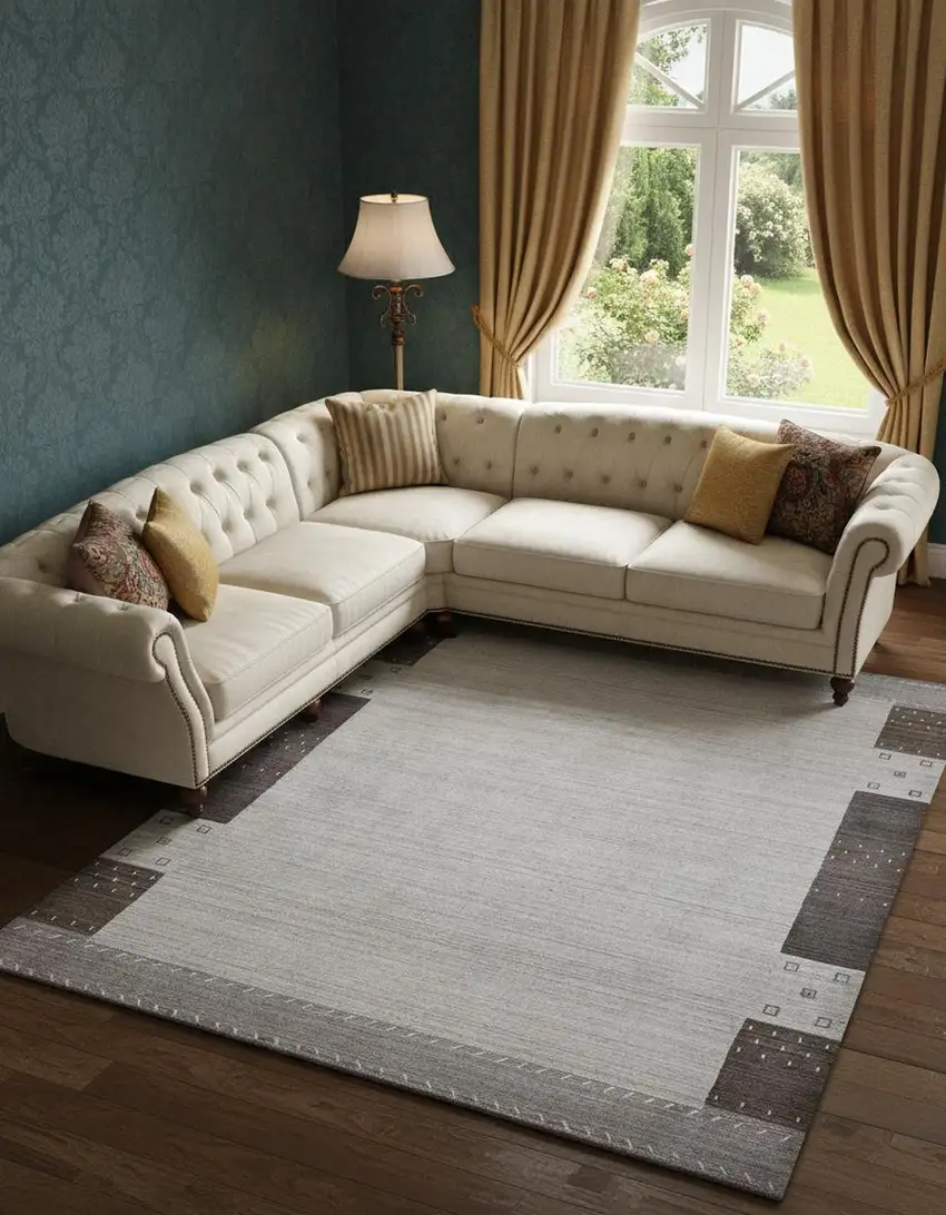 Gray Silver And Black Wool Hand Knotted Stain Resistant Area Rug Photo 1