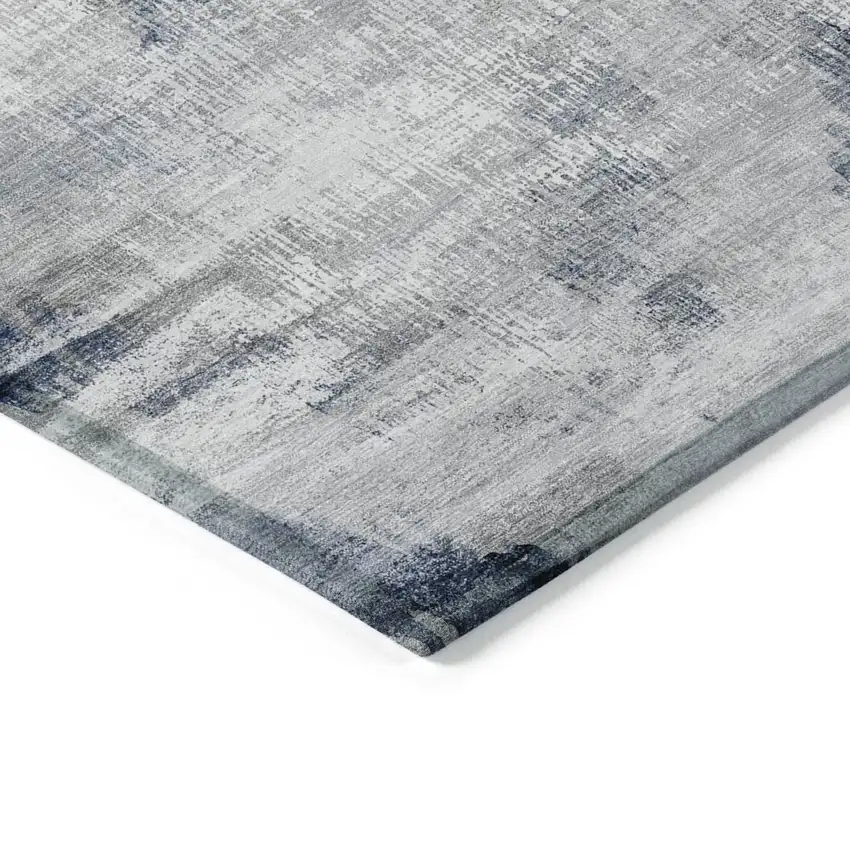 Gray Silver And Blue Abstract Washable Indoor Outdoor Area Rug Photo 4