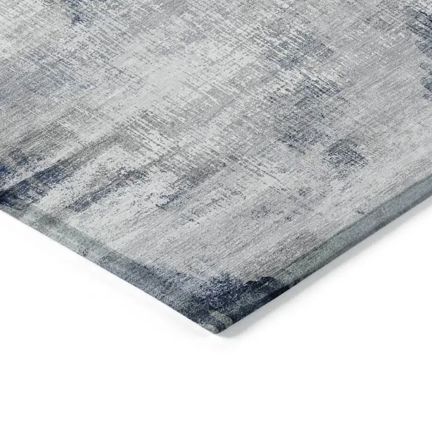Gray Silver And Blue Abstract Washable Indoor Outdoor Area Rug Photo 4