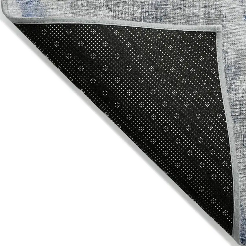 Gray Silver And Blue Abstract Washable Indoor Outdoor Area Rug Photo 3