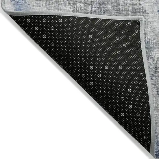 Gray Silver And Blue Abstract Washable Indoor Outdoor Area Rug Photo 3