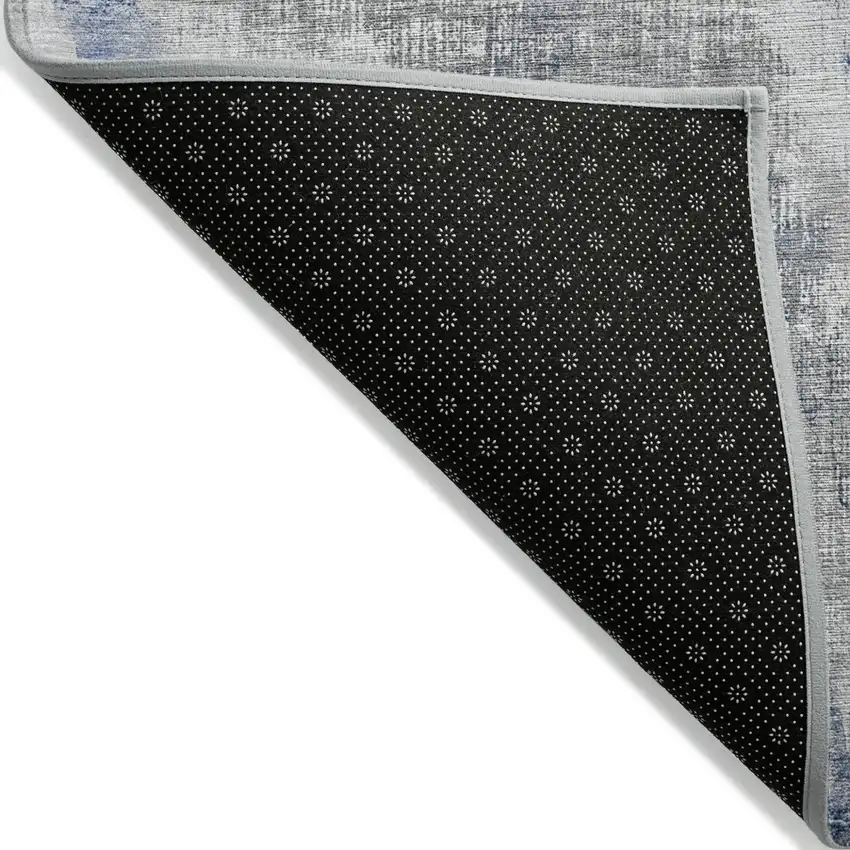 Gray Silver And Blue Abstract Washable Indoor Outdoor Area Rug Photo 3