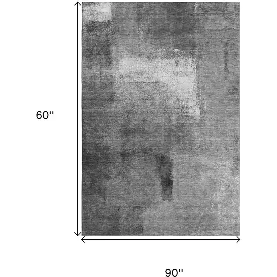 Gray Silver And Charcoal Abstract Washable Area Rug With UV Protection Photo 3