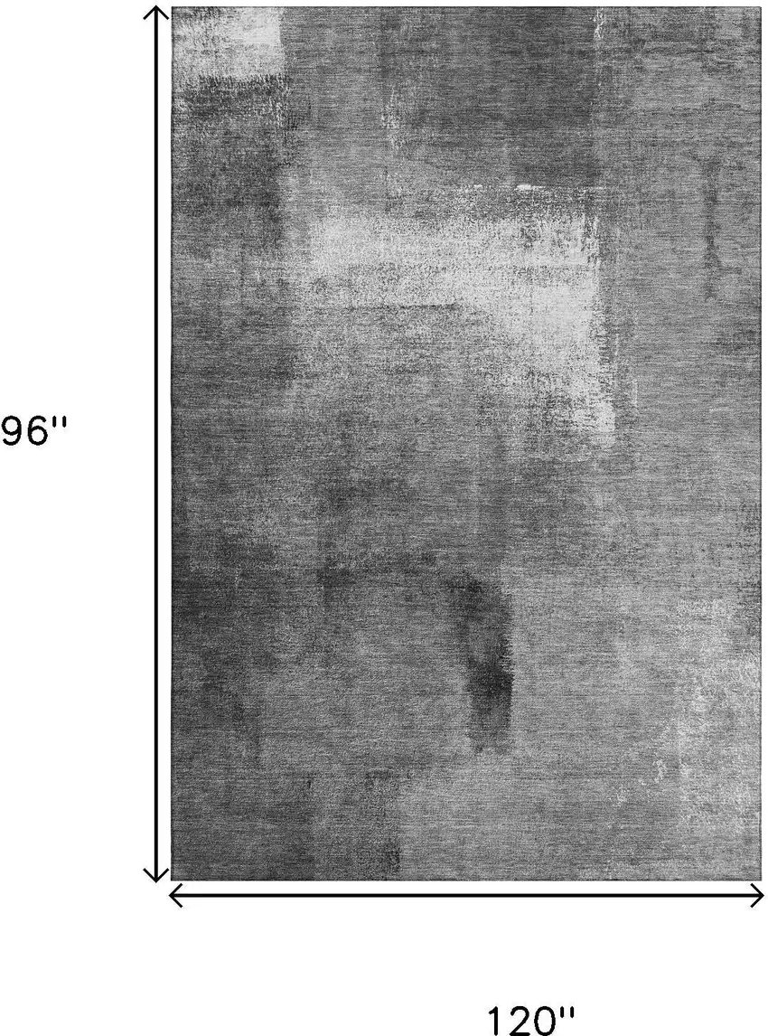 Gray Silver And Charcoal Abstract Washable Area Rug With UV Protection Photo 3