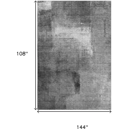 Gray Silver And Charcoal Abstract Washable Area Rug With UV Protection Photo 6