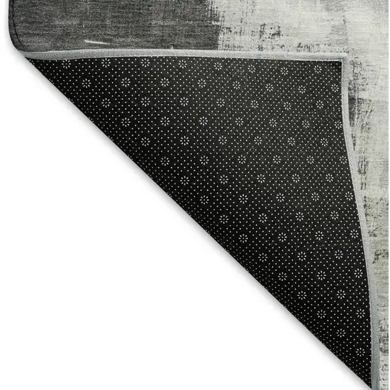 Gray Silver And Charcoal Abstract Washable Area Rug With UV Protection Photo 6