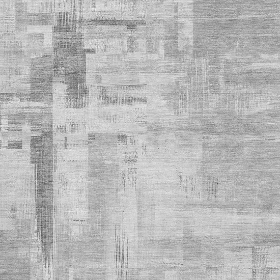 Gray Silver And Charcoal Abstract Washable Area Rug With UV Protection Photo 2