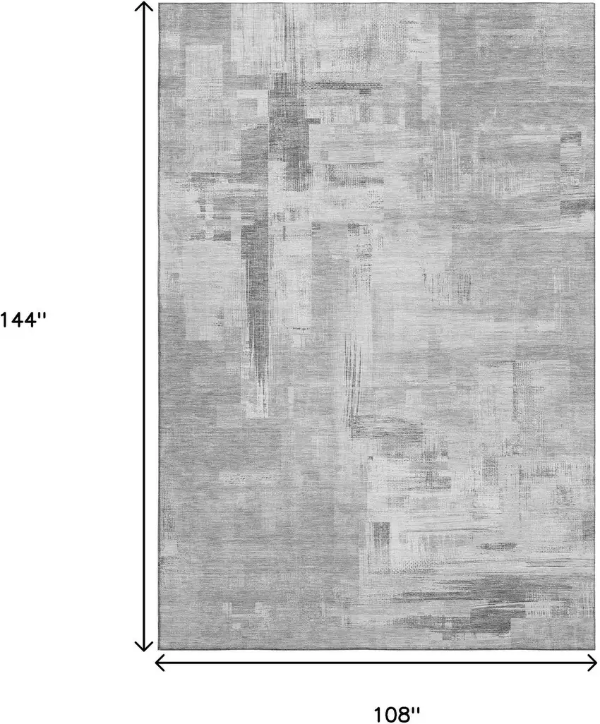 Gray Silver And Charcoal Abstract Washable Area Rug With UV Protection Photo 9