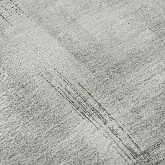 Gray Silver And Charcoal Abstract Washable Area Rug With UV Protection Photo 9