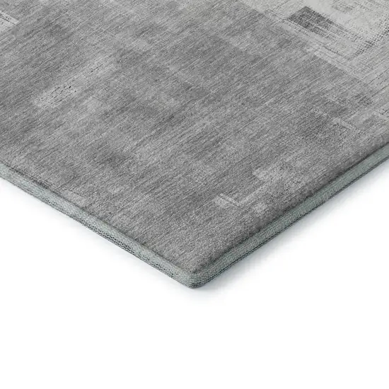 Gray Silver And Charcoal Abstract Washable Area Rug With UV Protection Photo 7