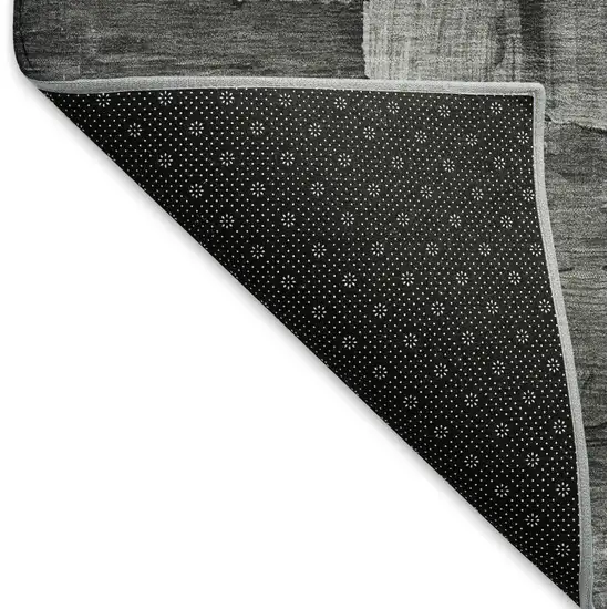 Gray Silver And Charcoal Abstract Washable Area Rug With UV Protection Photo 6