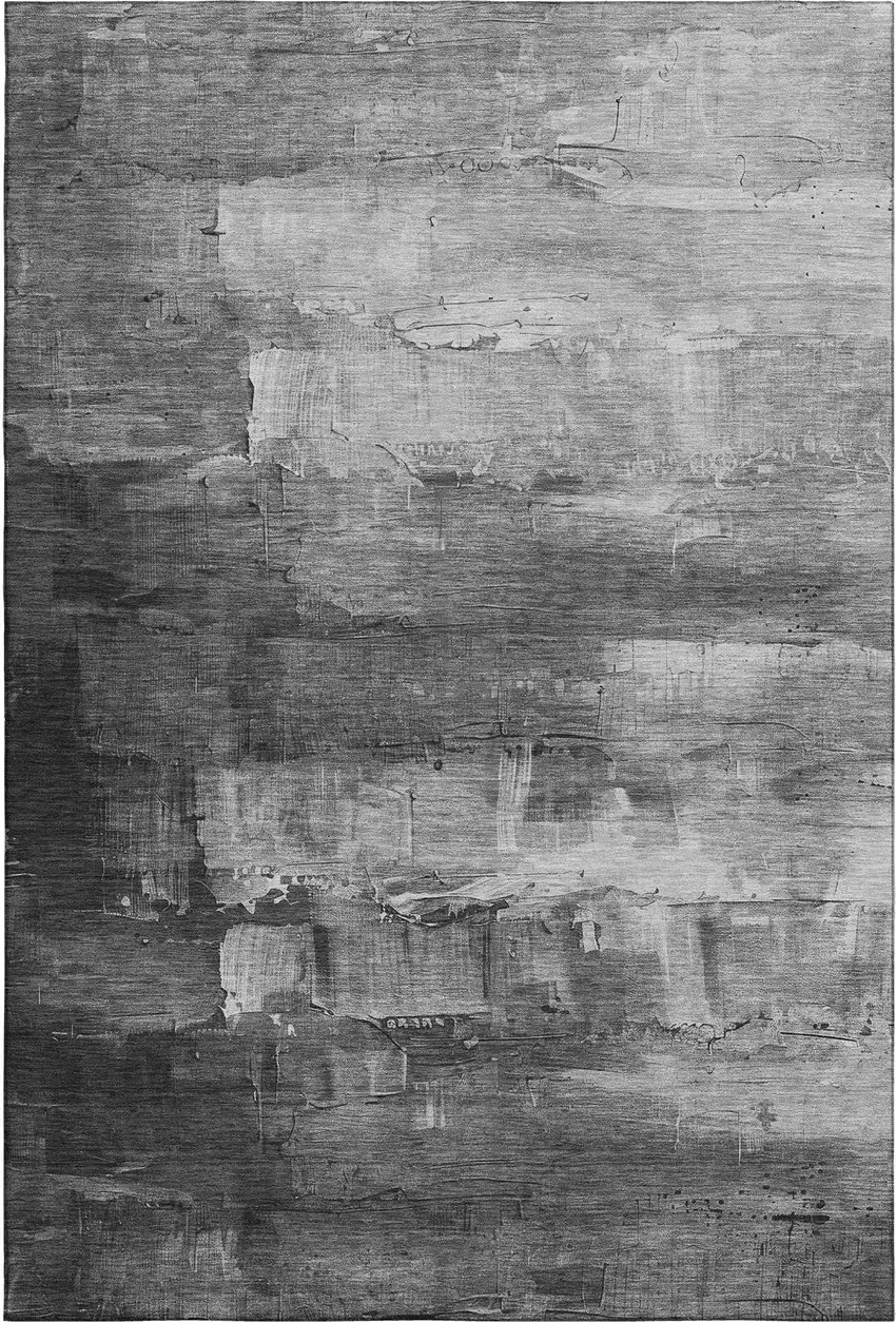 Gray Silver And Charcoal Abstract Washable Area Rug With UV Protection Photo 1