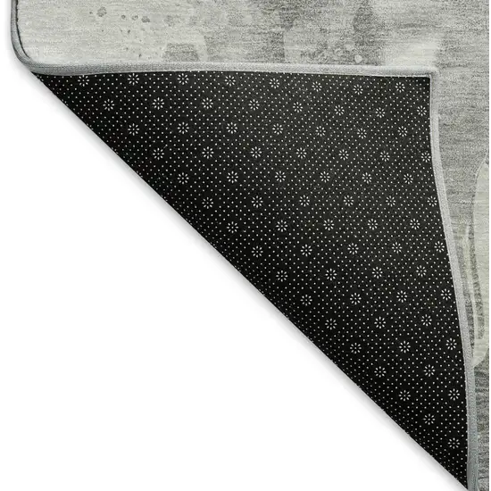 Gray Silver And Charcoal Abstract Washable Area Rug With UV Protection Photo 7