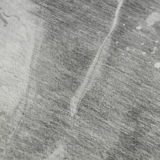 Gray Silver And Charcoal Abstract Washable Area Rug With UV Protection Photo 3