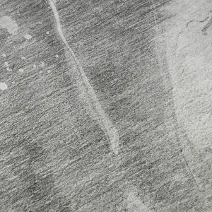 Photo of Gray Silver And Charcoal Abstract Washable Area Rug With UV Protection