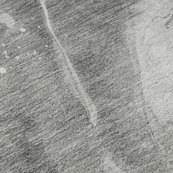 Gray Silver And Charcoal Abstract Washable Area Rug With UV Protection Photo 1