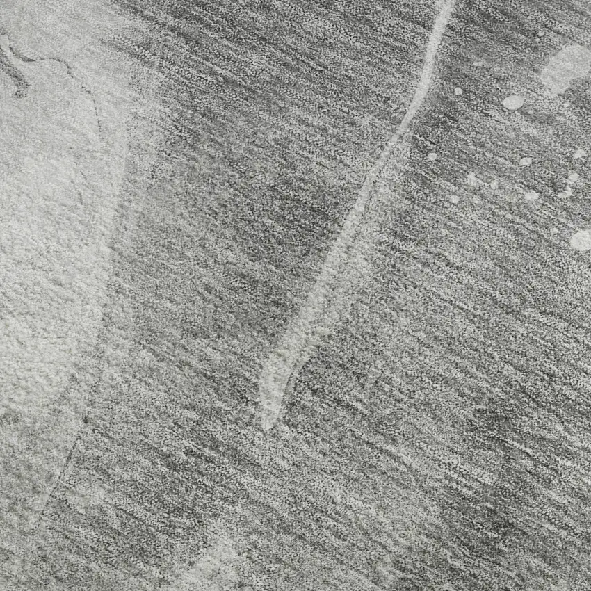 Gray Silver And Charcoal Abstract Washable Area Rug With UV Protection Photo 2