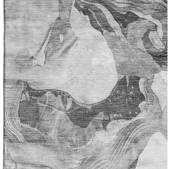 Gray Silver And Charcoal Abstract Washable Area Rug With UV Protection Photo 3