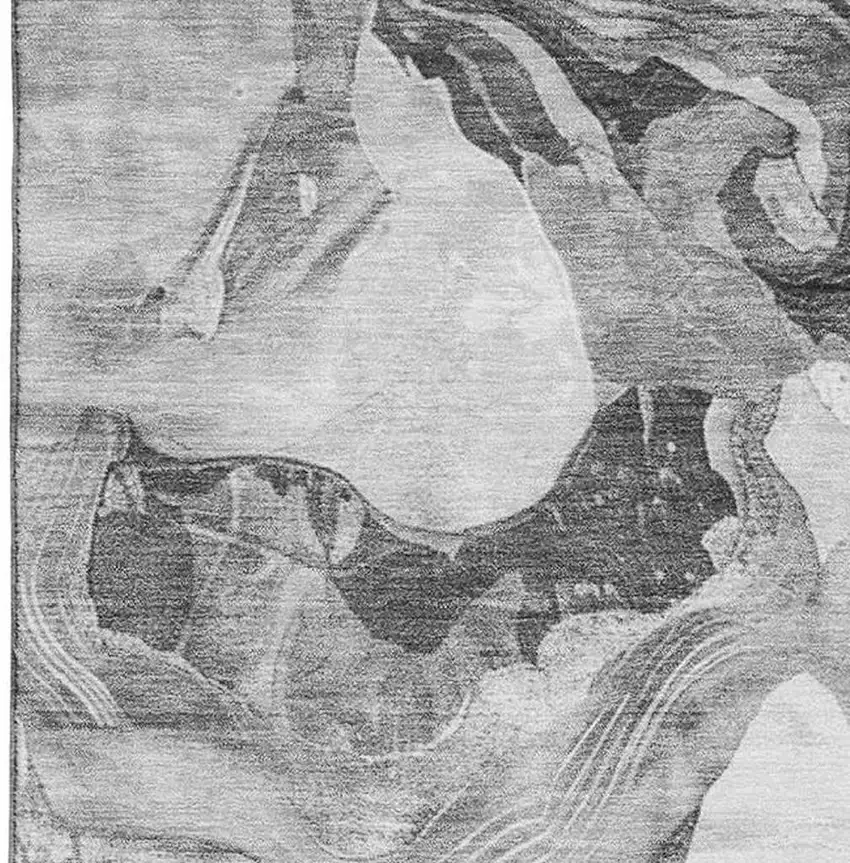 Gray Silver And Charcoal Abstract Washable Area Rug With UV Protection Photo 3