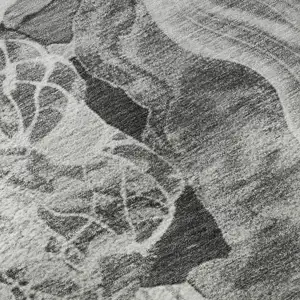 Photo of Gray Silver And Charcoal Abstract Washable Area Rug With UV Protection