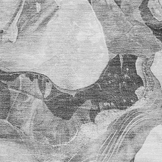 Gray Silver And Charcoal Abstract Washable Area Rug With UV Protection Photo 2