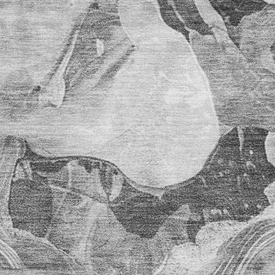 Gray Silver And Charcoal Abstract Washable Area Rug With UV Protection Photo 2