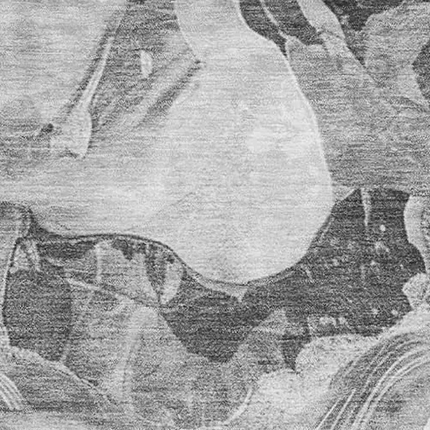 Gray Silver And Charcoal Abstract Washable Area Rug With UV Protection Photo 2