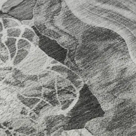 Gray Silver And Charcoal Abstract Washable Area Rug With UV Protection Photo 9