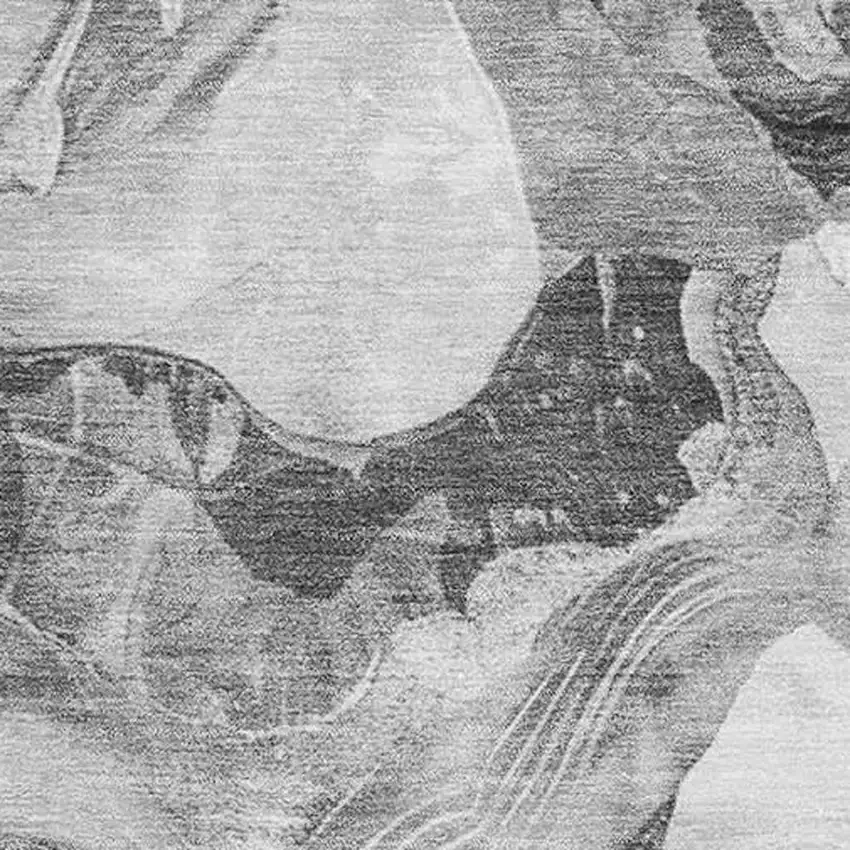 Gray Silver And Charcoal Abstract Washable Area Rug With UV Protection Photo 2