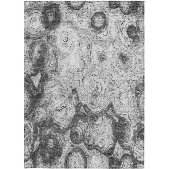 Gray Silver And Charcoal Abstract Washable Indoor Outdoor Area Rug Photo 5