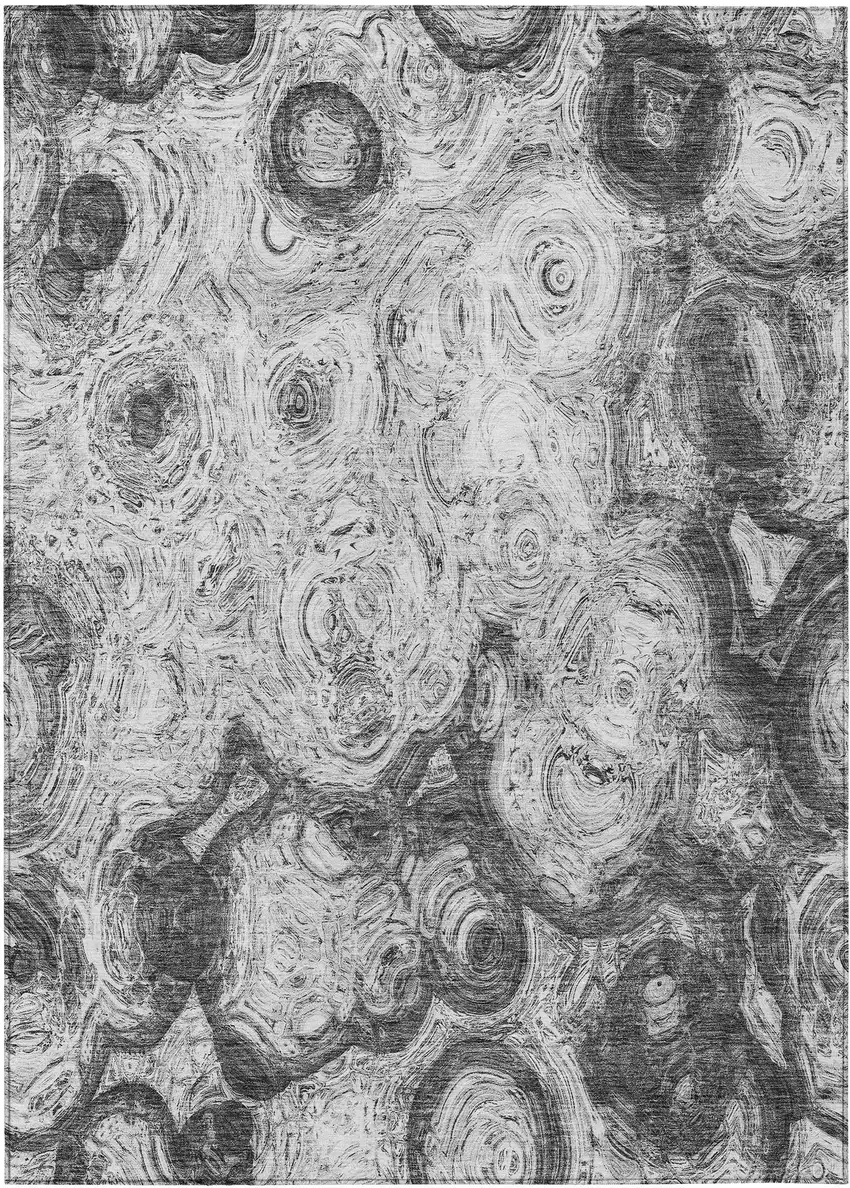 Gray Silver And Charcoal Abstract Washable Indoor Outdoor Area Rug Photo 2