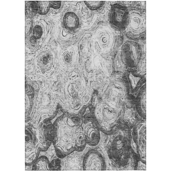 Gray Silver And Charcoal Abstract Washable Indoor Outdoor Area Rug Photo 2
