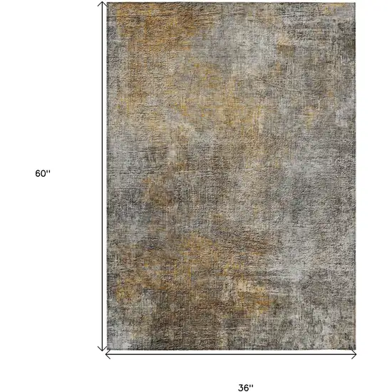 Gray Silver And Charcoal Abstract Washable Indoor Outdoor Area Rug Photo 3