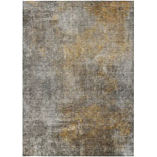 Gray Silver And Charcoal Abstract Washable Indoor Outdoor Area Rug Photo 5