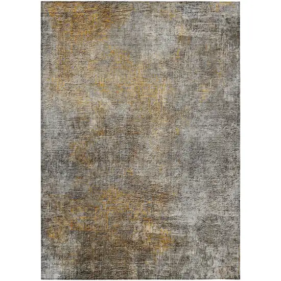 Gray Silver And Charcoal Abstract Washable Indoor Outdoor Area Rug Photo 2