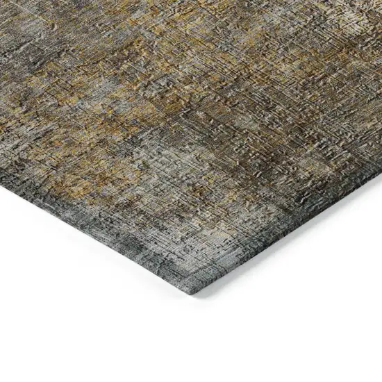Gray Silver And Charcoal Abstract Washable Indoor Outdoor Area Rug Photo 4