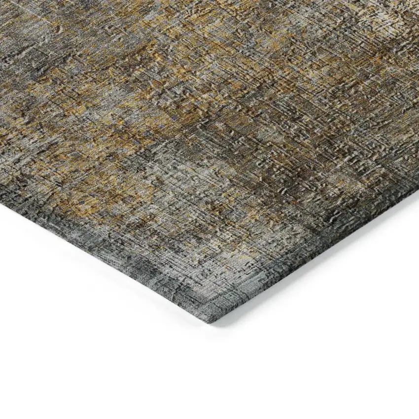 Gray Silver And Charcoal Abstract Washable Indoor Outdoor Area Rug Photo 5