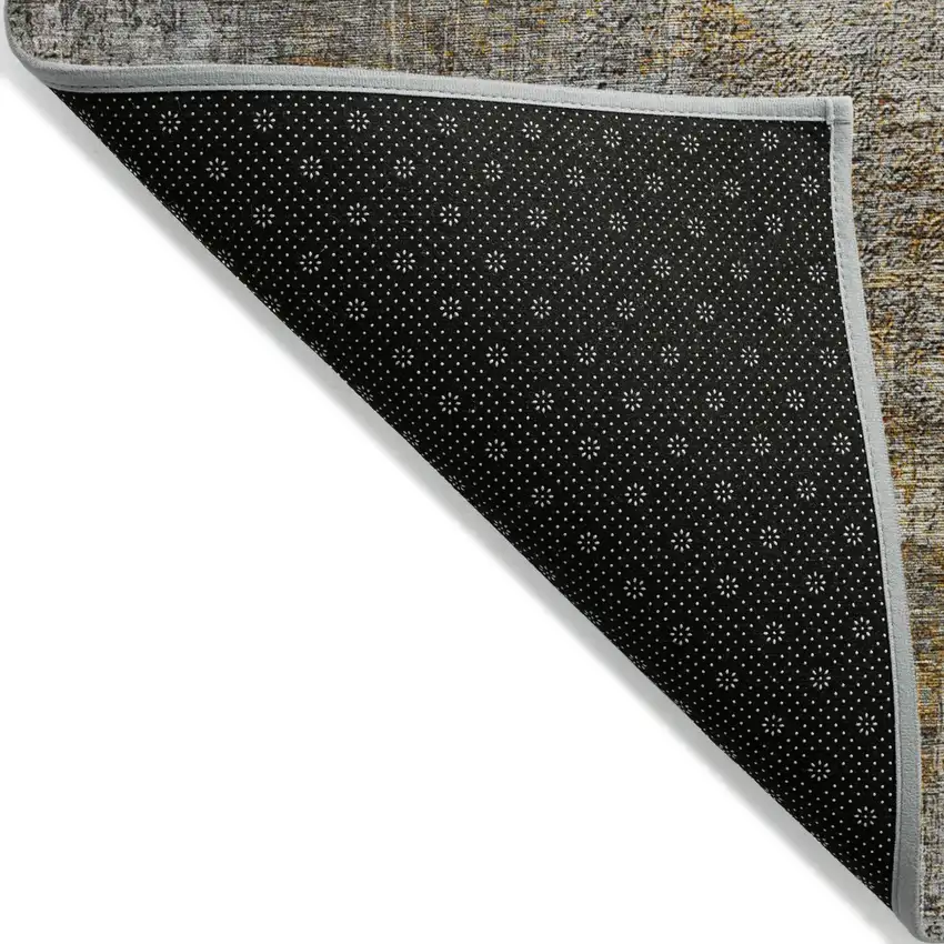 Gray Silver And Charcoal Abstract Washable Indoor Outdoor Area Rug Photo 4