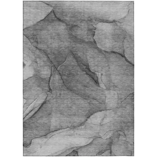 Gray Silver And Charcoal Abstract Washable Indoor Outdoor Area Rug Photo 2