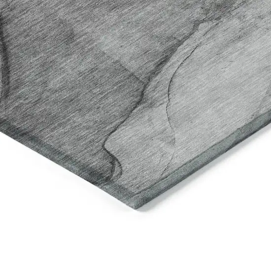 Gray Silver And Charcoal Abstract Washable Indoor Outdoor Area Rug Photo 4