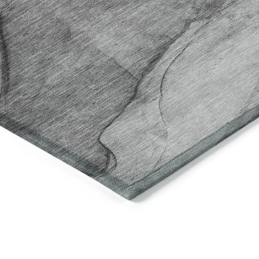 Gray Silver And Charcoal Abstract Washable Indoor Outdoor Area Rug Photo 4
