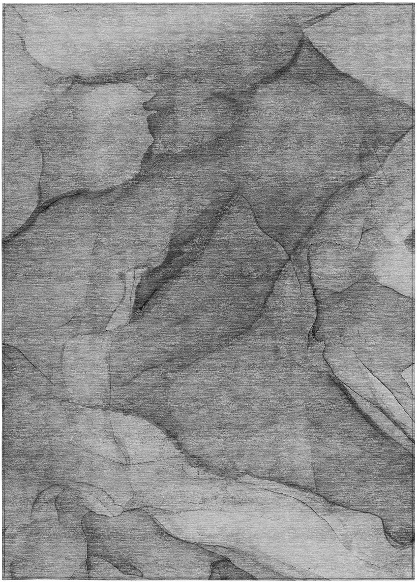 Gray Silver And Charcoal Abstract Washable Indoor Outdoor Area Rug Photo 5