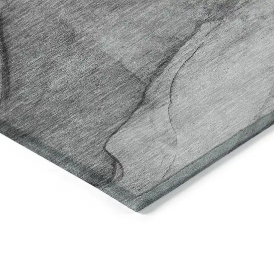 Gray Silver And Charcoal Abstract Washable Indoor Outdoor Area Rug Photo 4