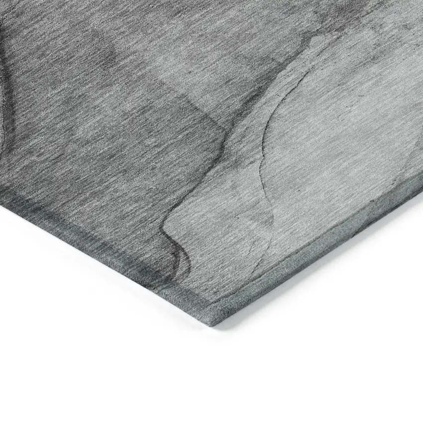 Gray Silver And Charcoal Abstract Washable Indoor Outdoor Area Rug Photo 4