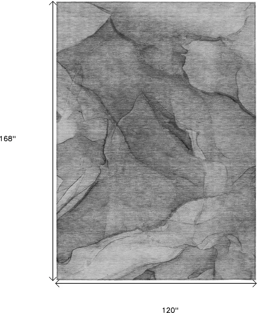 Gray Silver And Charcoal Abstract Washable Indoor Outdoor Area Rug Photo 3